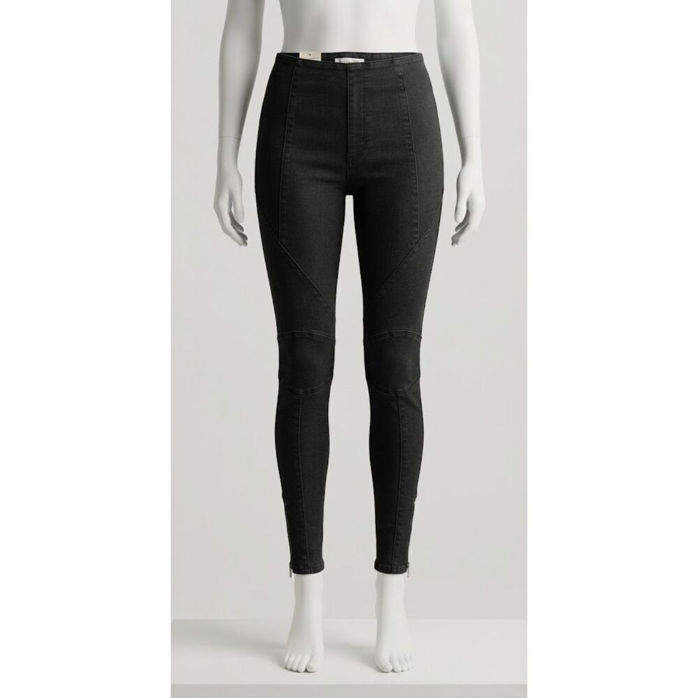 Free People We The Free Bella Moto Skinny Jeans Black 28 NWT